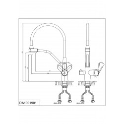 Смеситель для кухни D&K Rhein.Marx DA1391901 с подключением к фильтру гибкий излив хром