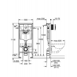 Комплект инсталляции Grohe Rapid SL (3в1), без унитаза,панель Skate Air хром