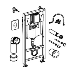 Комплект инсталляции Grohe Rapid SL (3в1), без унитаза,панель Skate Air хром