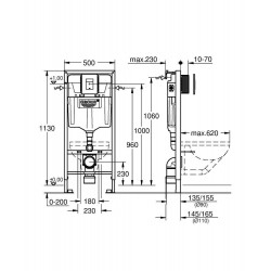 Комплект инсталляции Grohe Rapid SL (5в1), без унитаза, панель Skate Cosmopolitan хром, Grohe Fresh,