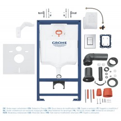 Комплект инсталляции Grohe Rapid SL (5в1), без унитаза, панель Skate Cosmopolitan хром, Grohe Fresh,