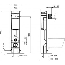 Инсталляция Ideal Standard PROSYS ECO FRAME M для подвесного унитаза, рама 30 см, без панели смыва