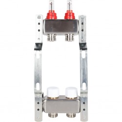 Коллектор из нерж. стали 1"x3/4" ROMMER с расходомерами 2 вых.