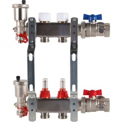 Коллектор из нерж. стали 1"x3/4" ROMMER в сборе с расходомерами 2 вых.