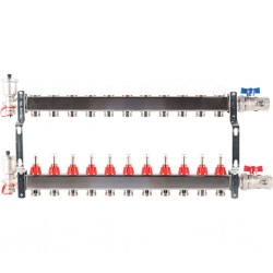 Коллектор из нерж. стали 1"x3/4" ROMMER в сборе с расходомерами 11 вых.