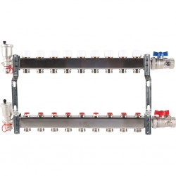 Коллектор из нерж. стали 1"x3/4" ROMMER в сборе без расходомеров 9 вых.