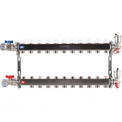 Коллектор из нерж. стали 1"x3/4" ROMMER в сборе без расходомеров 11 вых.
