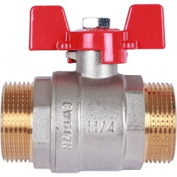 Кран шаровой Rommer 1 1/4"  НР/НР, ручка бабочка