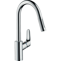 Смеситель для кухни Hansgrohe Focus, выдвижной, поворотный излив, 3/8", хром