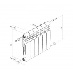 Радиатор биметаллический Royal Thermo Vittoria VDR 350 x 80 8 секц. (нижн. подкл.)