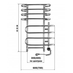 Полотенцесушитель Флагман "Каскад", ниж./п 300х600х800 (электрический + водяной) 