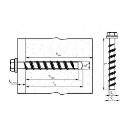 Шуруп 8 х 70 мм с шестигр. головкой, по бетону WCS1H, Walraven